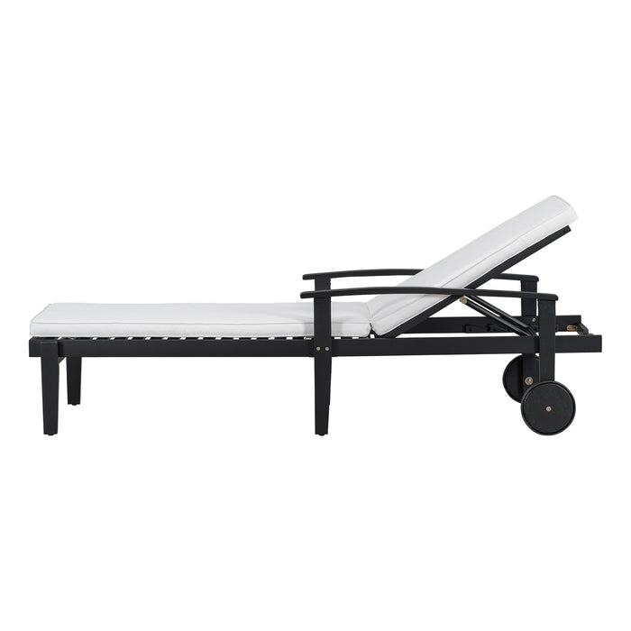 Jason - Black Chaise Lounge Adjustable Acacia Wood Outdoor Furniture