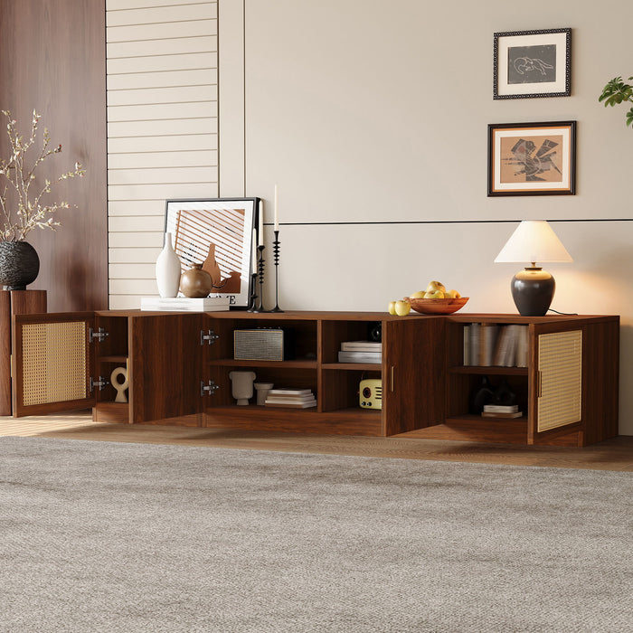 78" TV Stand For TVs Up To 85", Media Console, Adjustable Shelves - Walnut