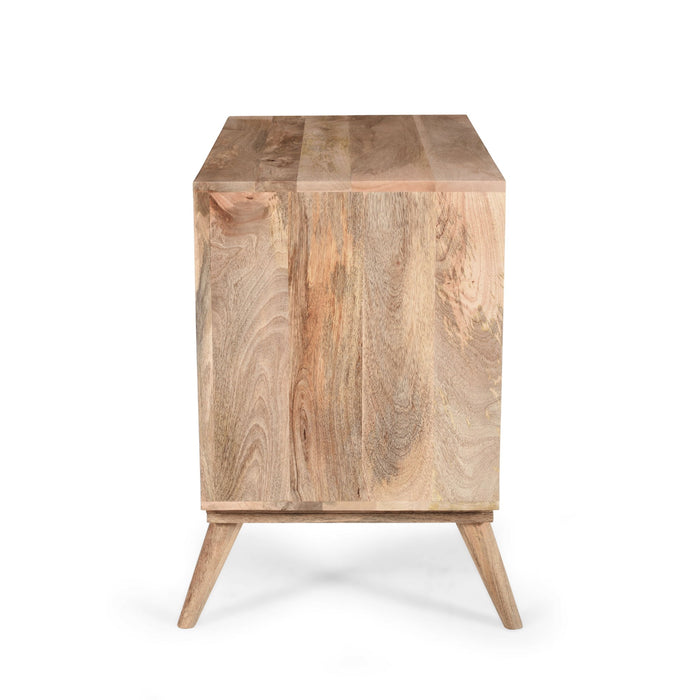 Stylish Style 2 Drawer 2 Door Cabinet, Mango Wood - Natural