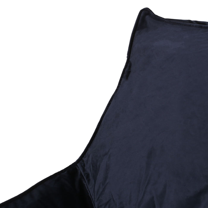 Allea - Velveteen Bean Bag Chair With Armrests - Midnight Blue