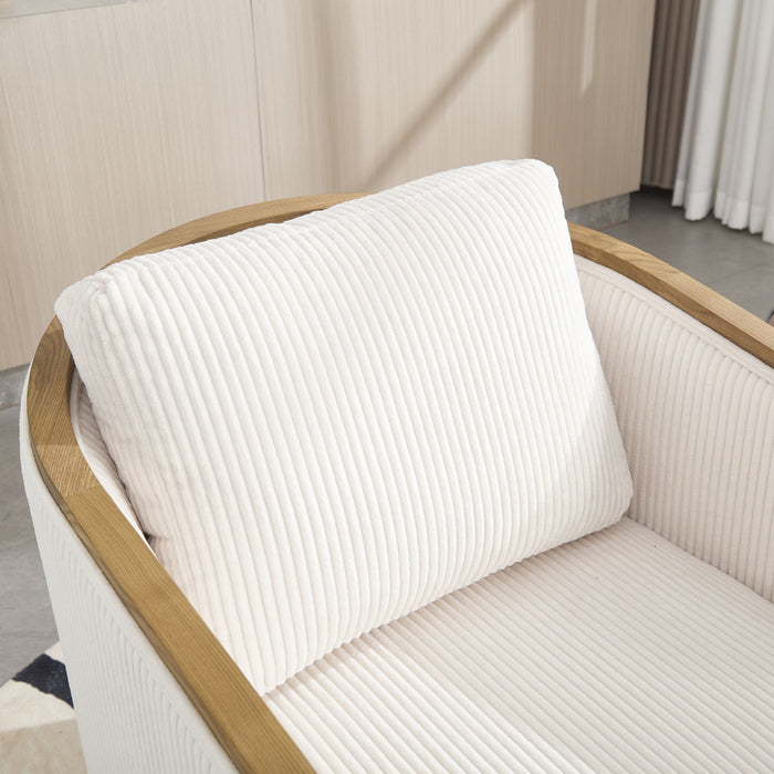 Corduroy Barrel Chair, 360 Degree Swivel