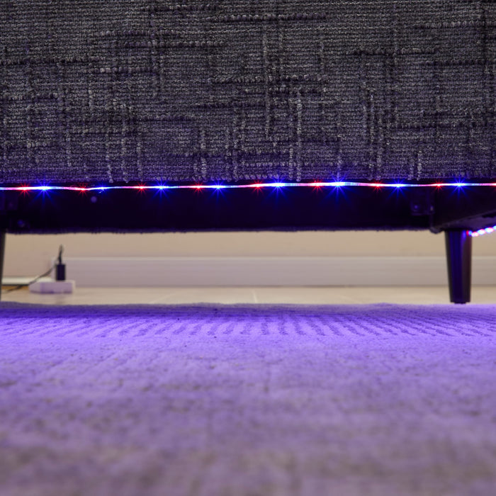 Chenille 2 Seater Sofa With LED Light, USB Charging Port, And Storage Bag