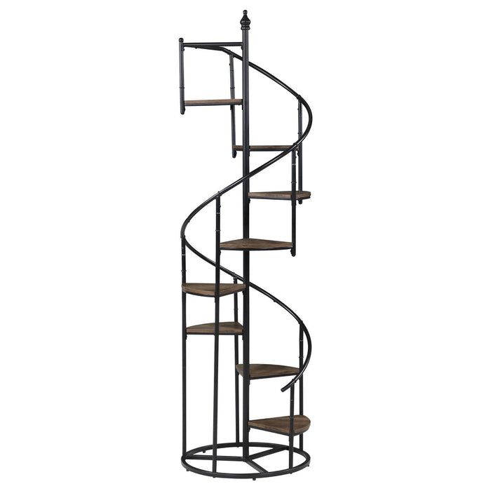 8 Shelf Staircase Bookcase Industrial Storage And Scratch Resistant Shelves - Brown