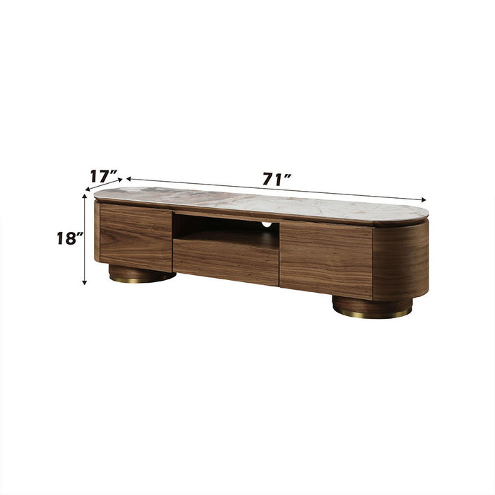 Willene - TV Stand With Ceramic Top - Ceramic Top & Walnut
