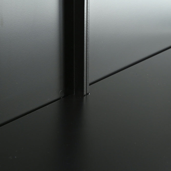 Modern Style Tall Steel Display Cabinet With Double Glass Doors, LED Lights