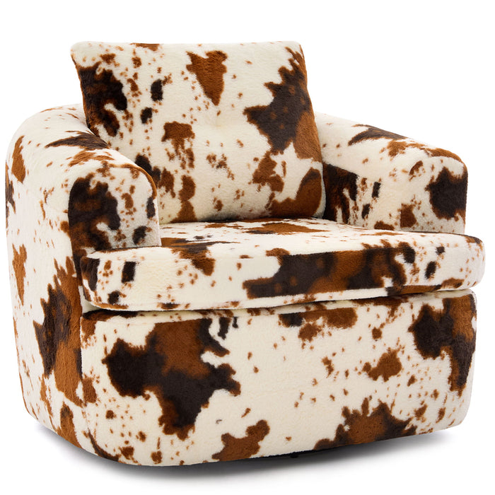 Modern Swivel Barrel Chair With Dual-Layer Cushion