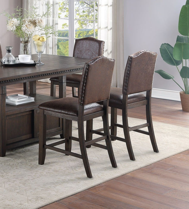 Dining Room Furniture Rustic Espresso Counter Height Table Width Storage Base High Chairs 7 Pieces Counter Ht. Dining Set Rustic Espresso Faux Leather Upholstered Seats