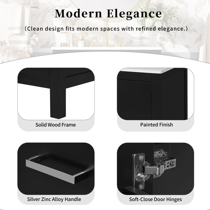 Bathroom Vanity With Integrated Undermount Ceramic Sink, 2 Doors And 1 Drawer, Soft Close Hinges