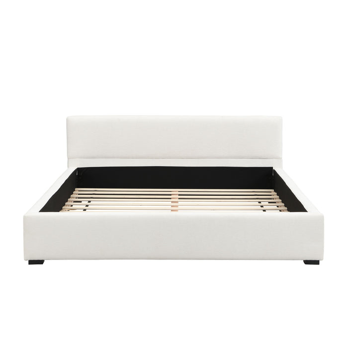 Queen Bed Wide Edge With Soft Upholstery - Beige