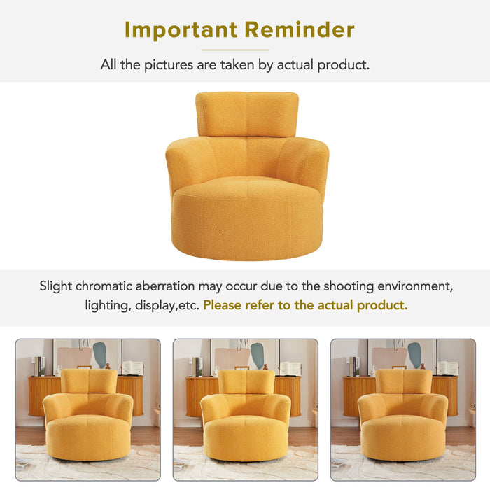 360° Swivel Chair Upholstered Accent Barrel Chair With Adjustable Headrest