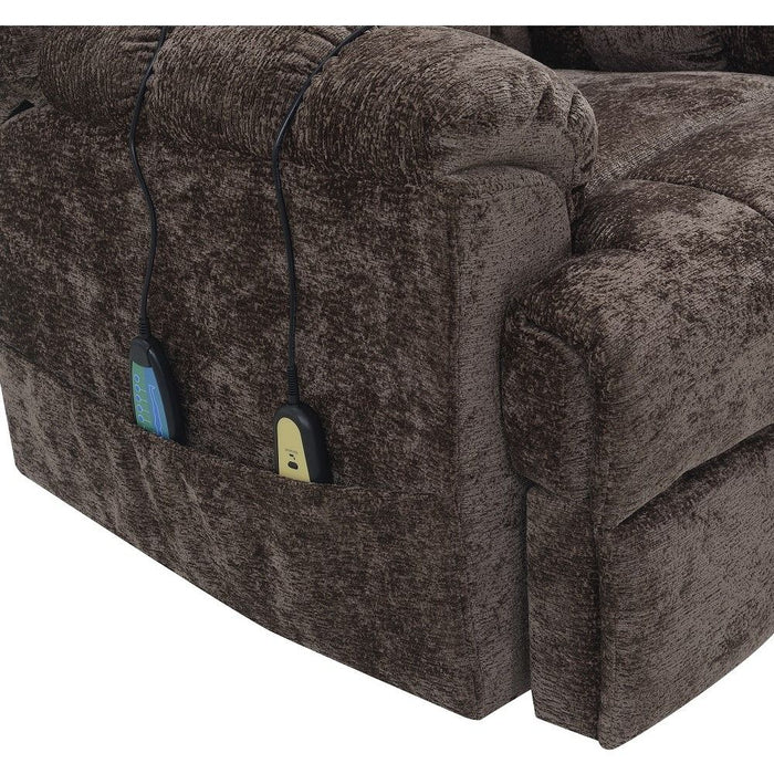 Pacay - Power Recliner With Lift & Heating & Massage - Brown Chenille