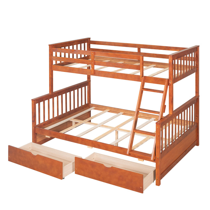 Bunk Bed With Ladders And 2 Storage Drawers