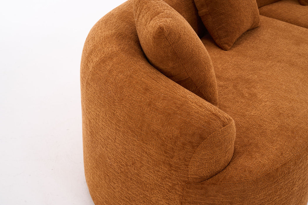 4 Seater Sofa With Chenille Fabric, 30D, 60 Hardness Full Sponge, 4 Pillow For Living Room, Home Furniture Sleeper Sectional Sofa For Apartment