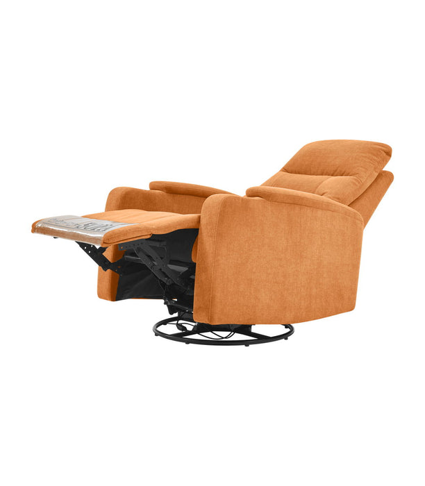 Swivel Rocking Recliner Sofa Chair With Usb Charge Port & Cup Holder For Living Room, Bedroom, Light Orange