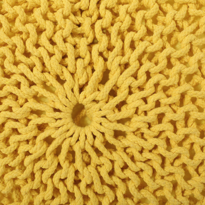 Bordeaux - Knitted Cotton Round Pouf Ottoman