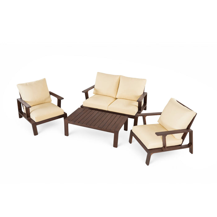 4 Piece Outdoor Sofa Set With Cushions And Coffee Table
