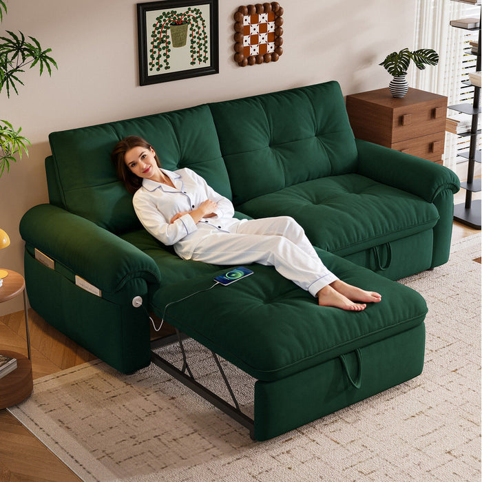 Cloud Like Convertible Sofa Bed For Living Rooms - Green