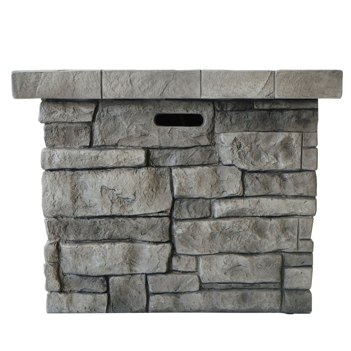 Outdoor Square Propane Fire Pit 40, 000 Btu - Gray