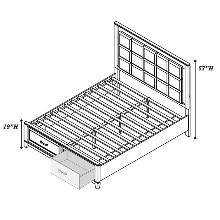 Upholstered Headboard Platform Bed With LED Lighting And Underbed Drawers