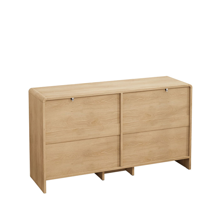 Modern Arc Shaped Corner Rattan Cabinet With 6 Drawers