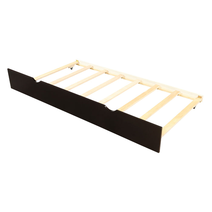 Platform Bed With Twin Trundle, Twin Size - Espresso
