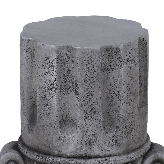 Outdoor End Table, Round Side Table For Patio And Garden - Antique Gray