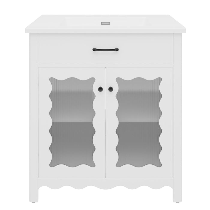 Modern Bathroom Vanity With Tempered Glass Doors