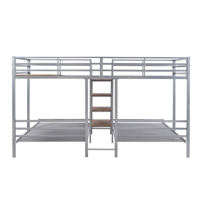 Metal Bunk Bed With Storage Shelves Staircase