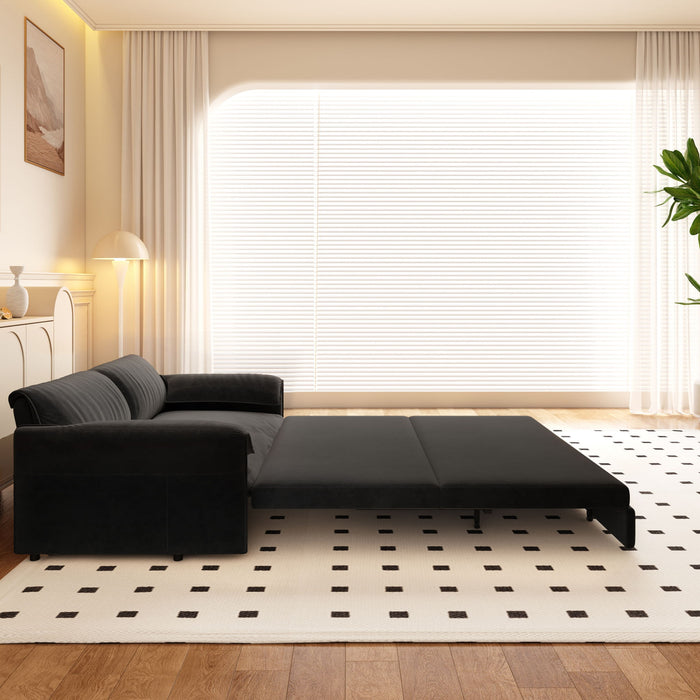 Queen Pull Out Sofa Bed, 3 In 1 Convertible Sleeper Sofa With Side Storage