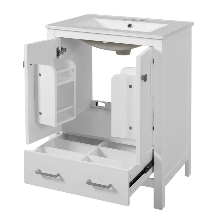 Bathroom Vanity With Integrated Undermount Ceramic Sink, 2 Doors And 1 Drawer, Soft Close Hinges