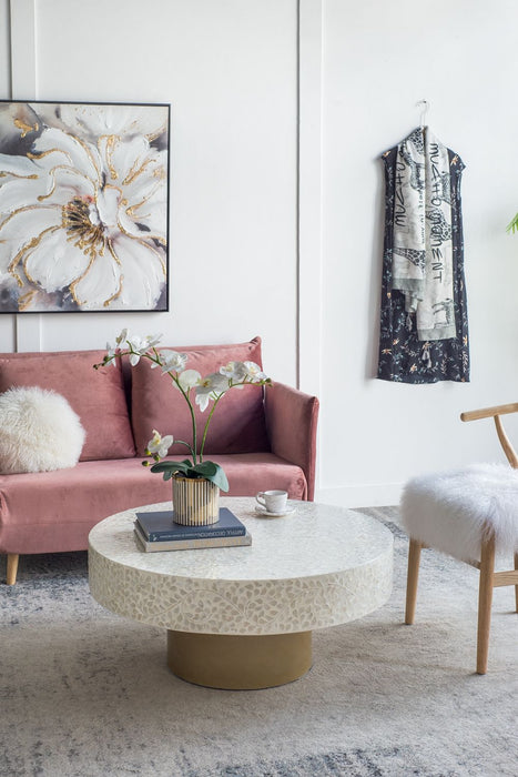 Unique Capiz Coffee Table & Pedestal Base