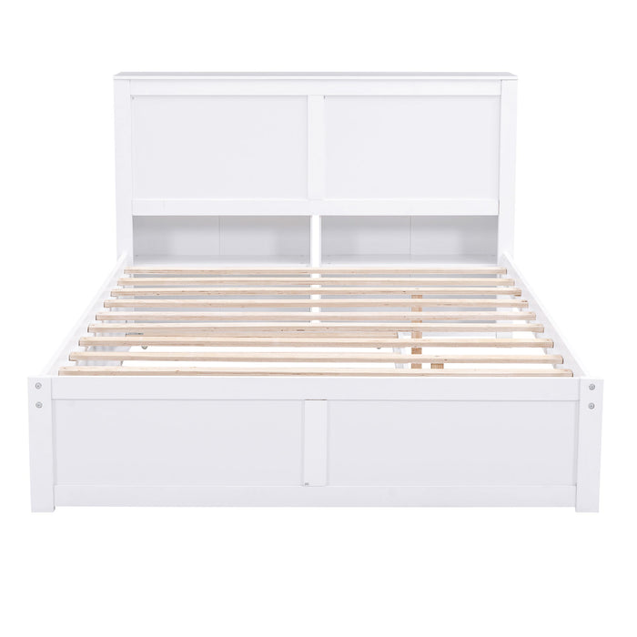 Storage Platform Bed With Pull Out Shelves And Trundle