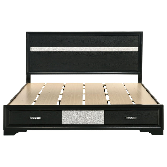 Miranda 51-inch Wood Eastern King Storage Panel Bed Black