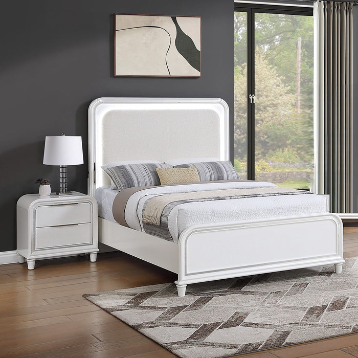 Bed With LED Lights Panel Headboard And Footboard Frame
