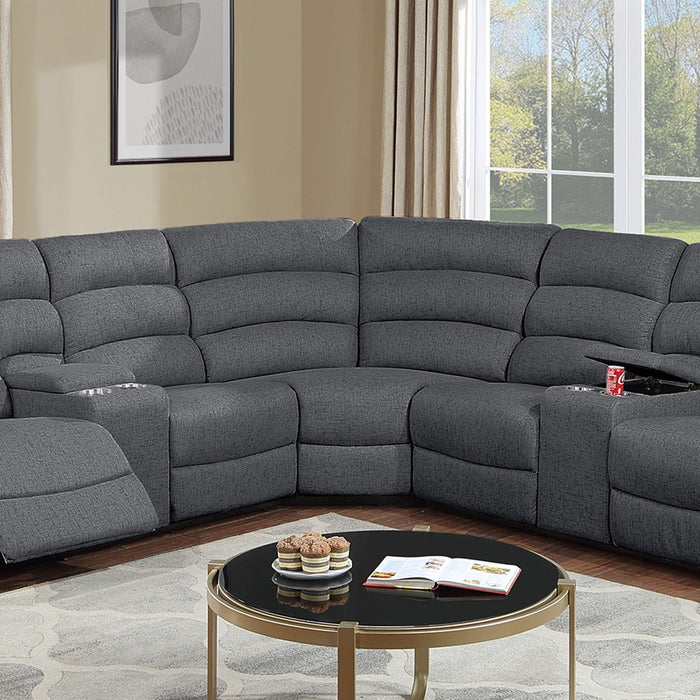 Manual Motion Reclining Loveseat 3 Piece Sectional Set With Console Storage And Cup Holders