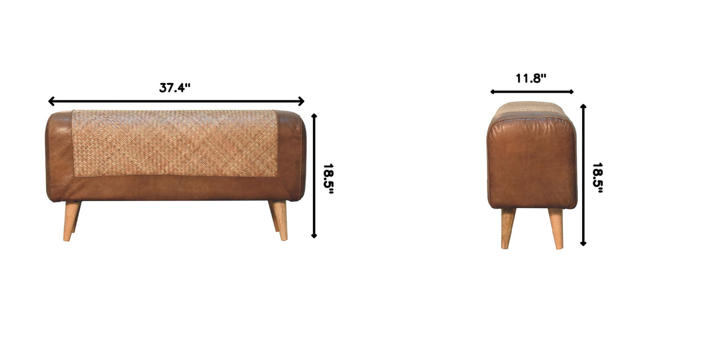 Buffalo - Large Seagrass Hide Nordic Bench - Oak