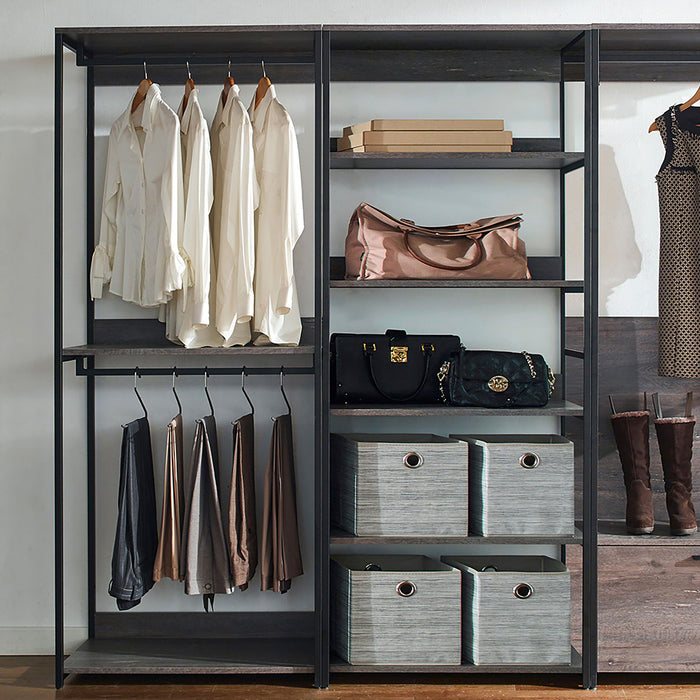 Monica - Walk In Closet System With Modular Design Melamine - Rustic