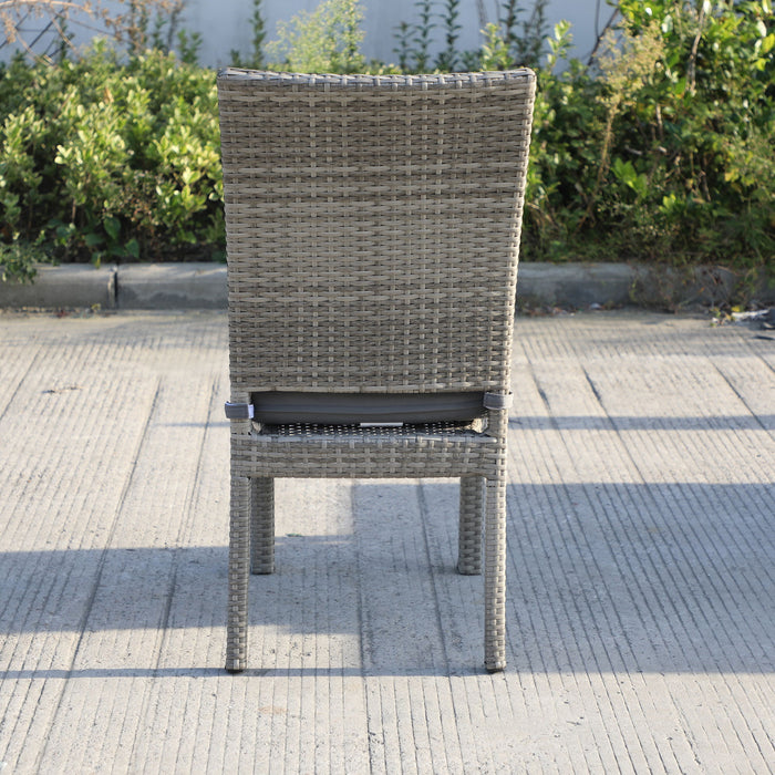 Balcones Outdoor Wicker Dining Chairs With Cushions, (Set of 8) Gray / Dark Gray