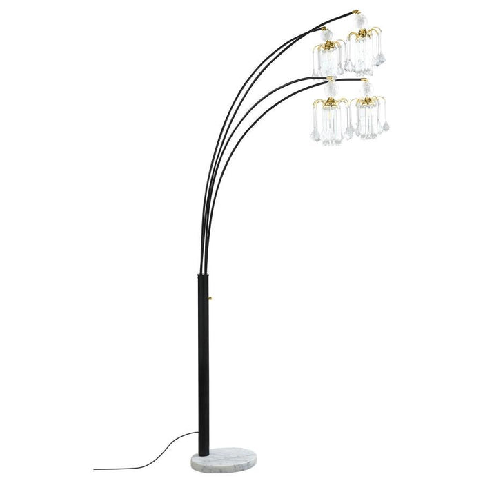 Maisel - Hanging Crystal Arc Tree Floor Lamp - Black