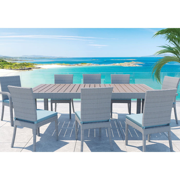 Balcones 9 Piece Outdoor Dining Table Set With 8 Dining Chairs, Gray / Aqua