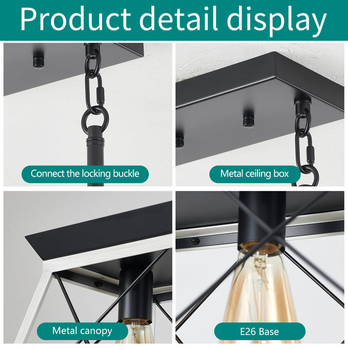 Chandelier Pendant Light For Dining Room Kitchen, 5 Light Fixture With Adjustable Height