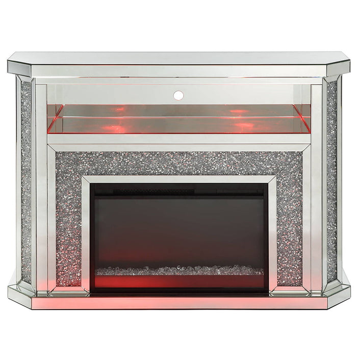 Noralie - 51" Fireplace With LED - Mirrored & Faux Diamonds