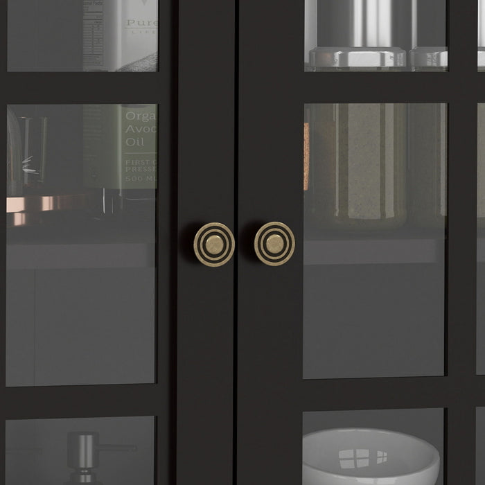 Minimalist Buffet Cabinet With Double Glass Doors And Drawer