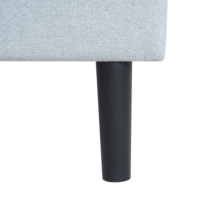 Modern Upholstered Platform Bed Frame With Button Tufted Linen Fabric Headboard