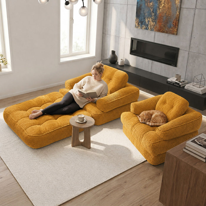 Convertible 2 In 1 Armrest Sofa For Bedroom