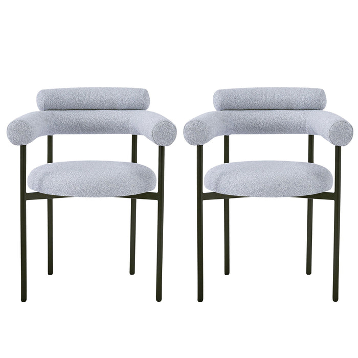 Contemporary Upholstered Armchair Dining Chairs With Metal Legs (Set of 2)