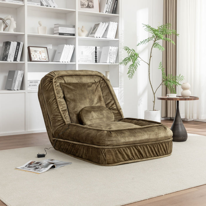 Upholstered Human Dog Bed And Pets, Bean Bag Floor Sofa With Massage Pillow, 5 Adjustable Positions & 2 Soft Pillows