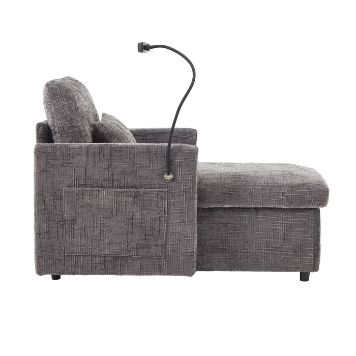 Multifunctional Chenille Recliner Sofa With Storage And Phone Bracket