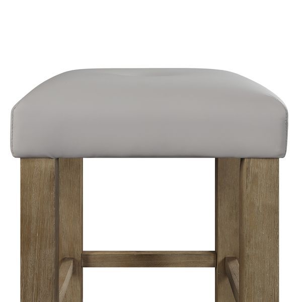 Charnell - Counter Height Stool Set of 2) - Gray Synthetic Leather & Oak