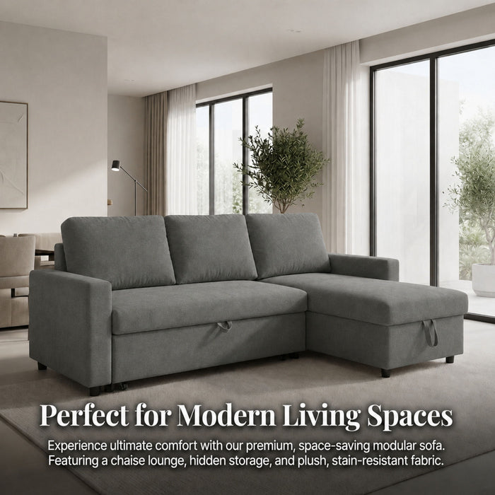L - Shaped Convertible Sofa Bed With Storage Chaise